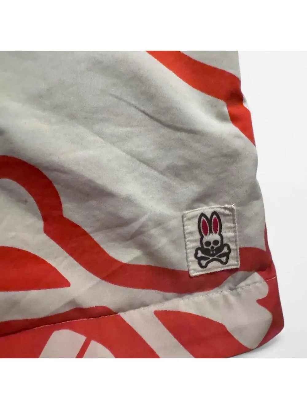Psycho Bunny red skull and bone print swim shorts size S